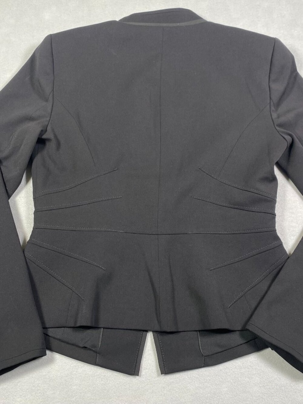 White House Black Market Black Peplum Blazer with Leopard Lining Womens Size 6 - Picture 5 of 14